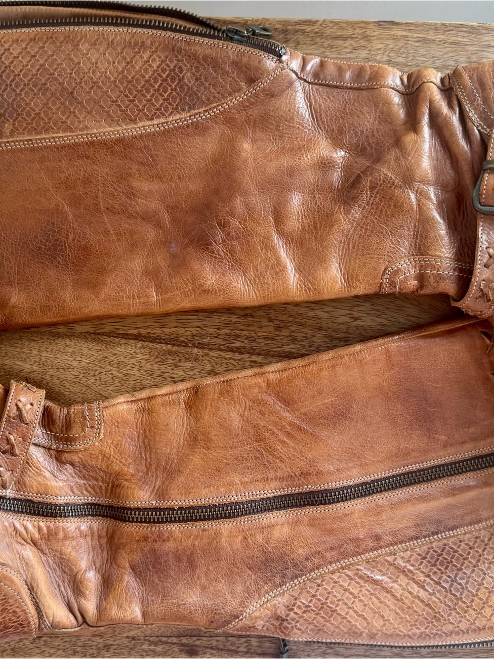 Bed Stu Cobbler Tan Leather Riding Boots with Buckle Detail - Picture 4 of 9